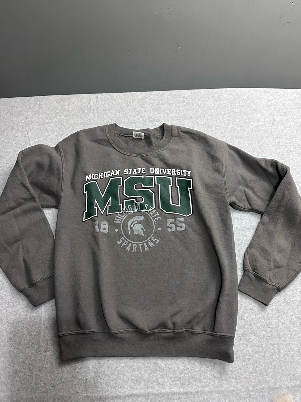 Michigan State University MSU Spartans Gildan Heavy Blend Gray Crewneck Small